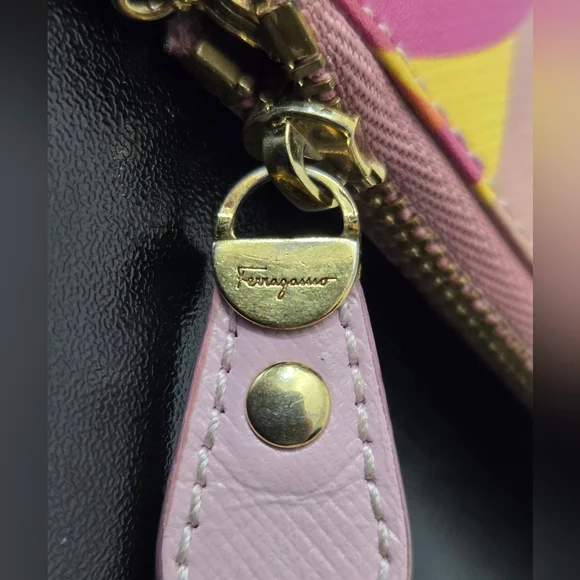 Salvatore Ferragamo Colorful Letter Wallet with Gold Accent - Picture 7 of 8